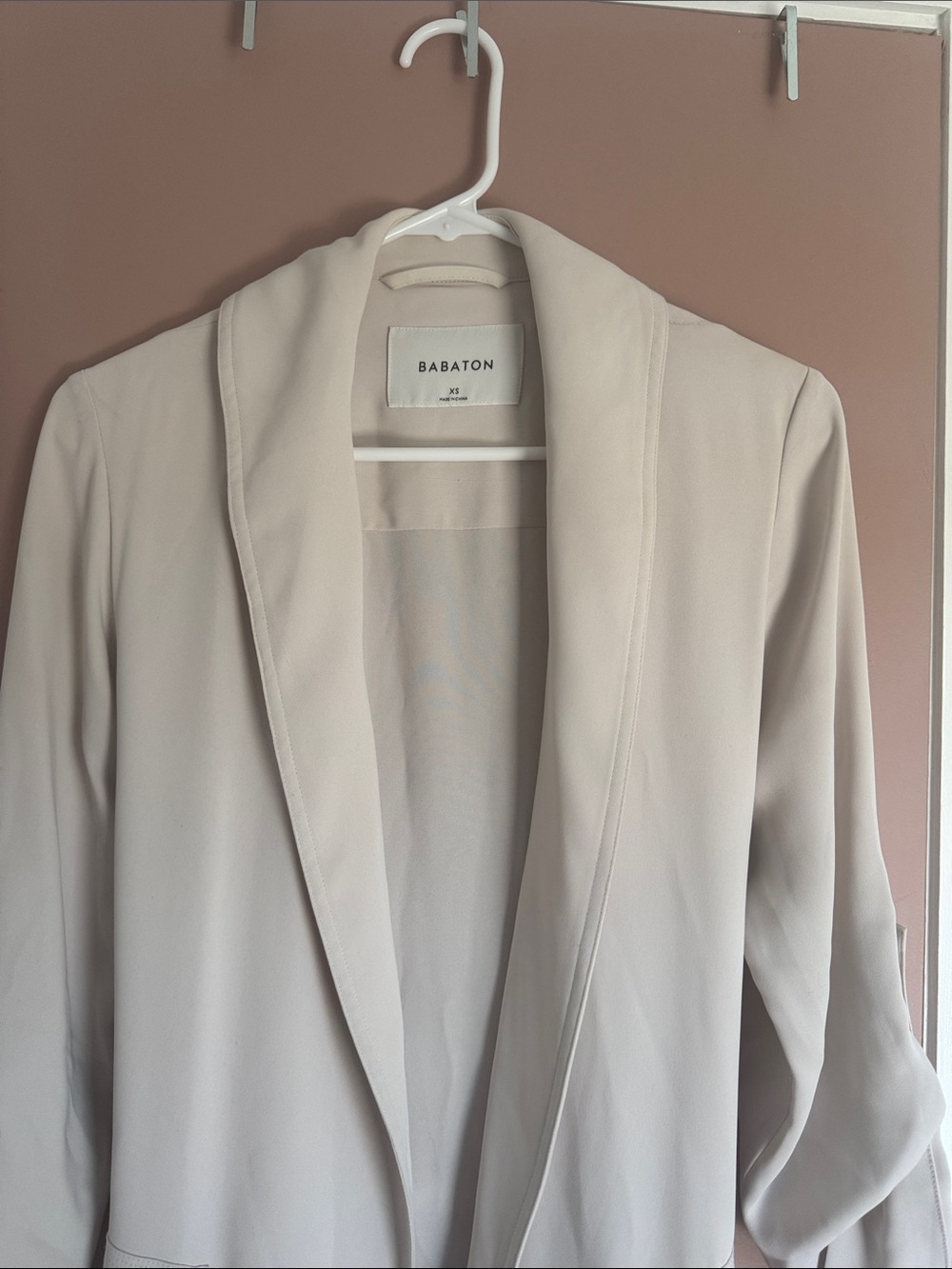 Babaton Cream Open-Front Shawl Collar Blazer